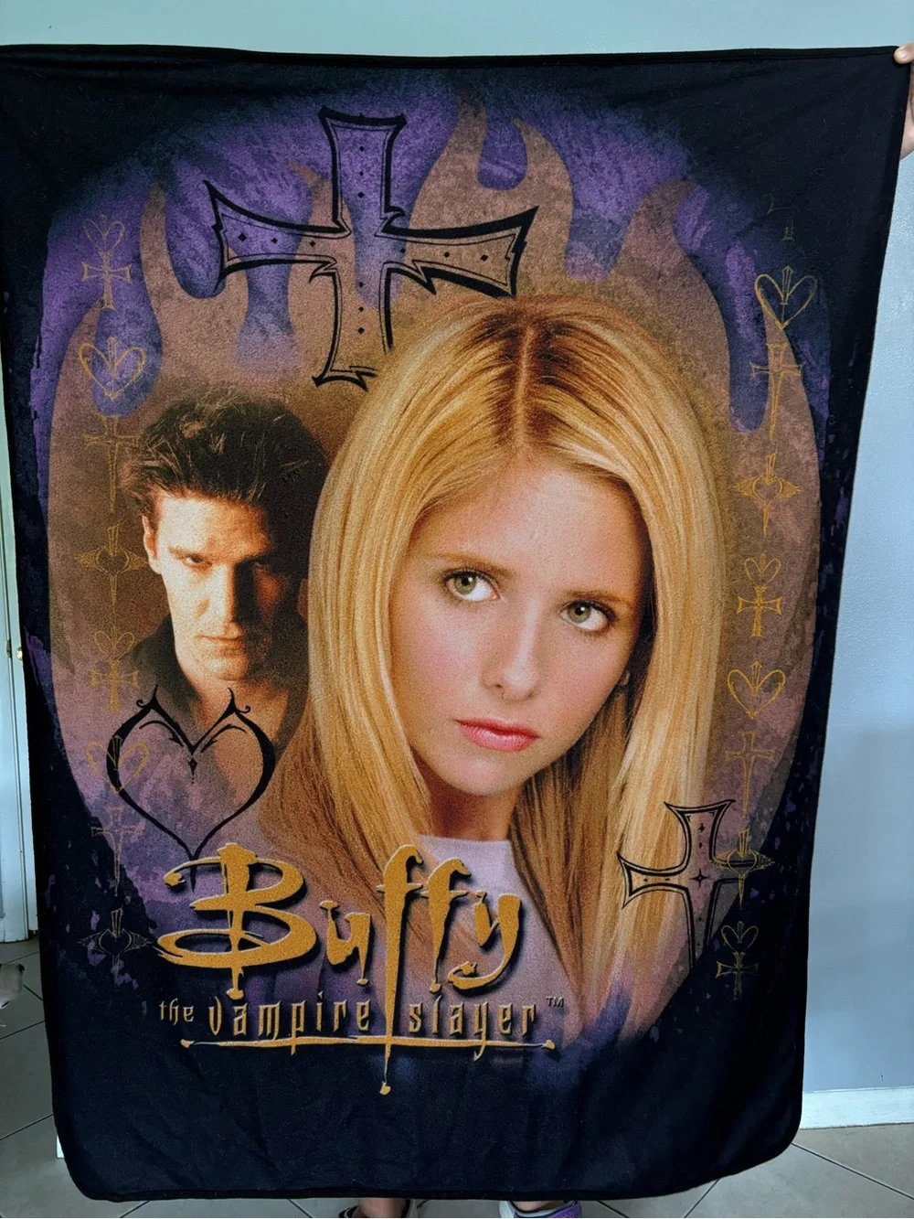 Buffy the Vampire Slayer Graphic Throw Blanket - Black & Purple